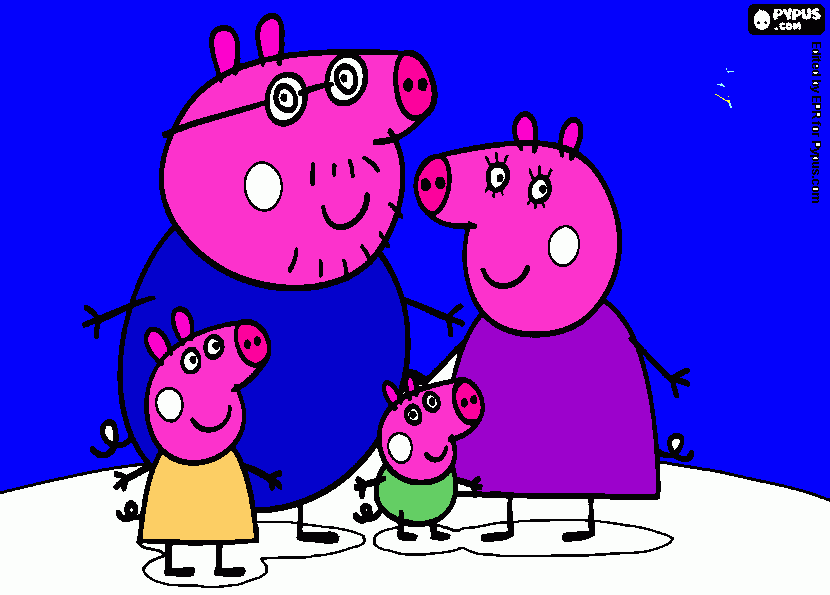 peppa ping la familia para colorear