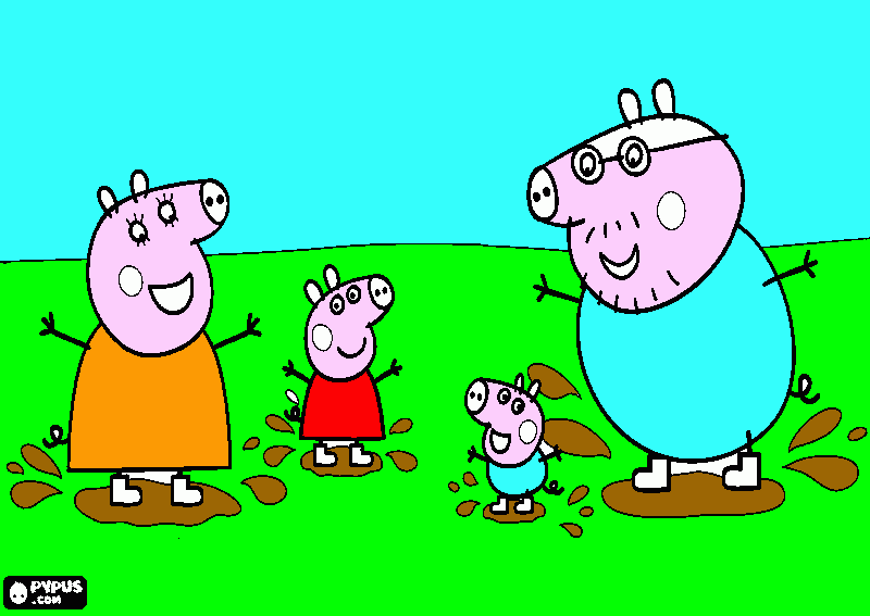 peppa sal ta n do en olos charcos de barro para colorear