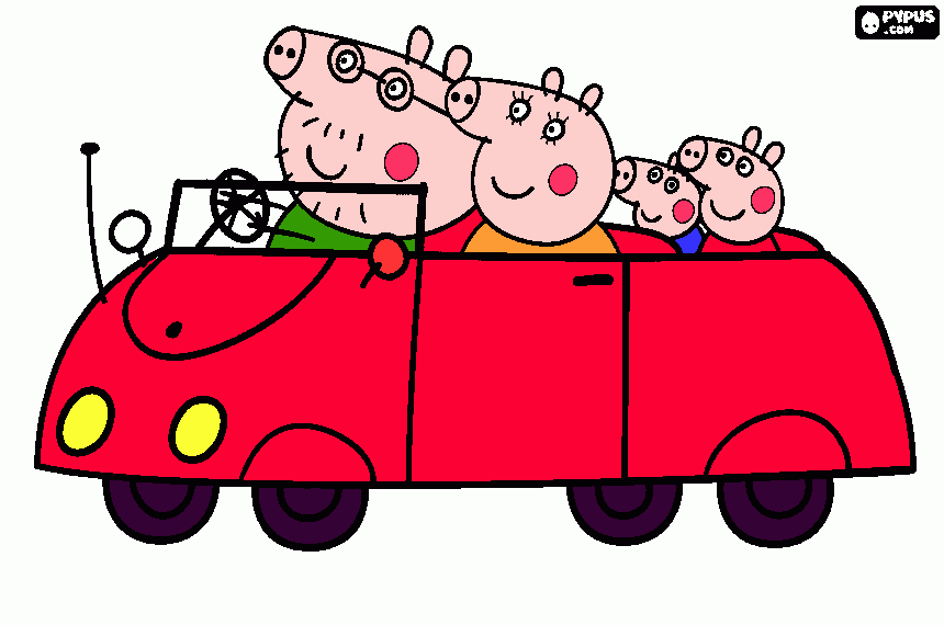 peppa y familia para colorear