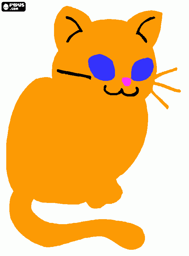 pequeño gato de grandes ojos y larga cola para colorear