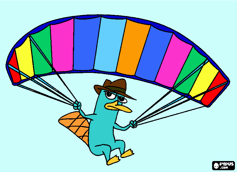 perry en paracaids para colorear