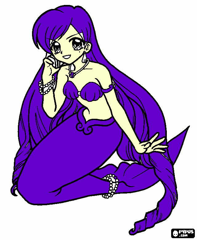 pichi pichi pitch. princesa sirena karen de la perla violeta para colorear