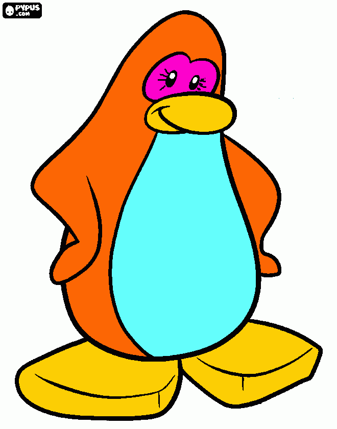 pinguino color anaranjado para colorear