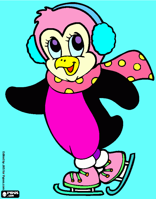 pinguino con orejeras de hielo para colorear