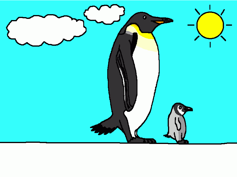 pingüino emperador y su hijo para colorear