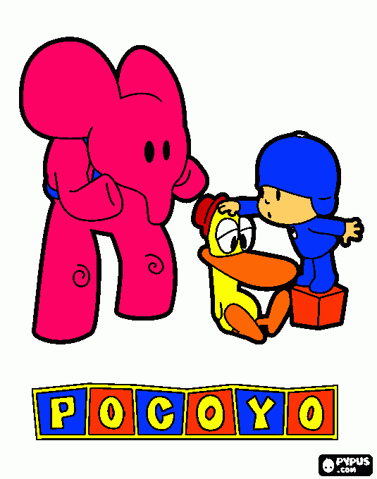 POCOYO, ELI Y PATO para colorear