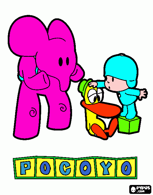 POCOYO,ELY Y PATO para colorear