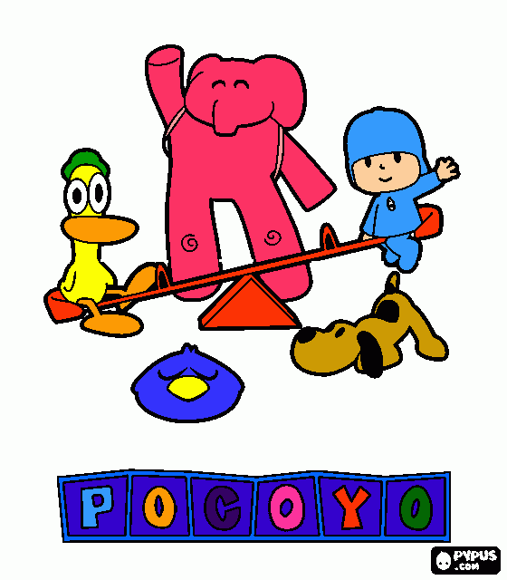 pocoyó y sus amigos:Pato,Elly,Loula o Lula y Pajaroto o Pájaro dormilón para colorear