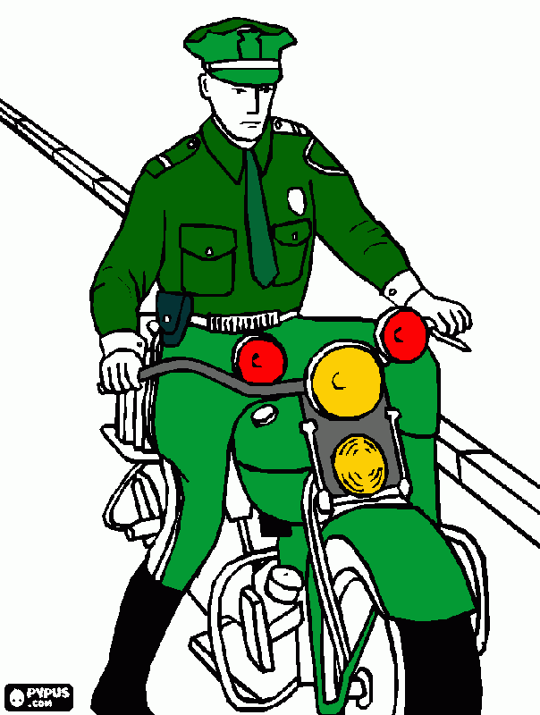 policia en moto para colorear