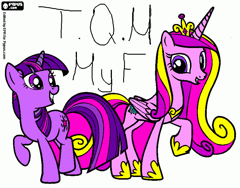 princesa cadence con su mejor amiga twilight sparkle para colorear