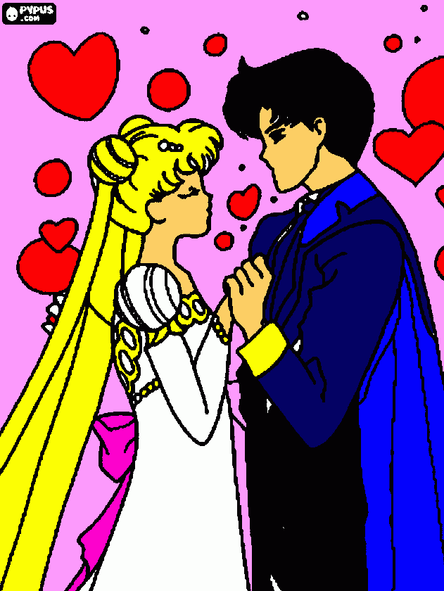 princesa serenaty y principe edimon para colorear