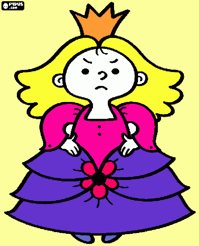 princesita enfadada para colorear