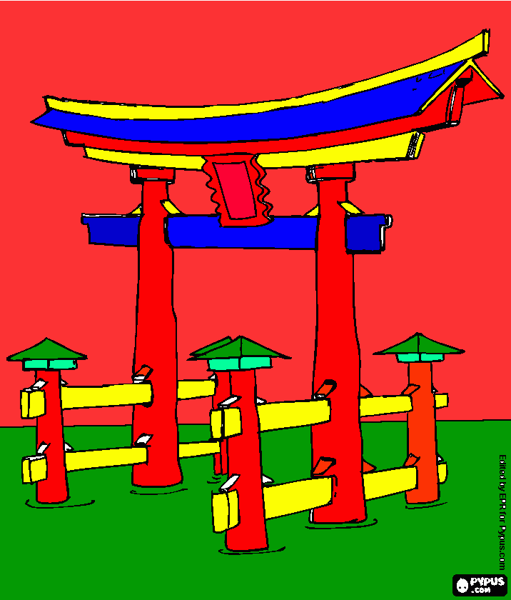 puerta china para colorear