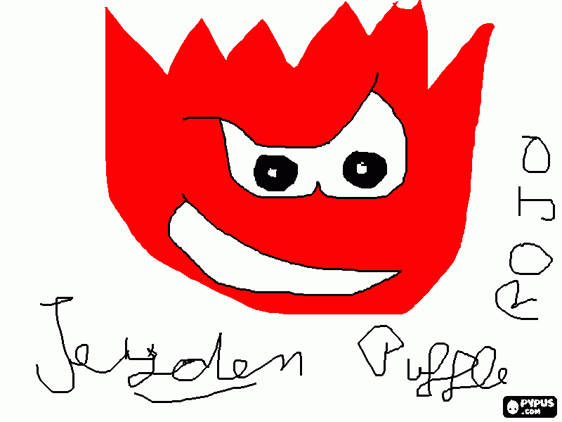 puffle rojo para colorear