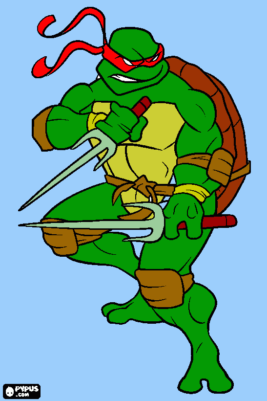 raph tortugas ninja enfadado para colorear