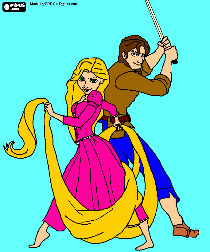 rapunzel y yiuyin para colorear