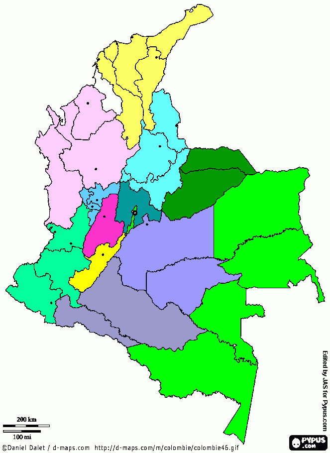 Regionales DISAN Colombia para colorear