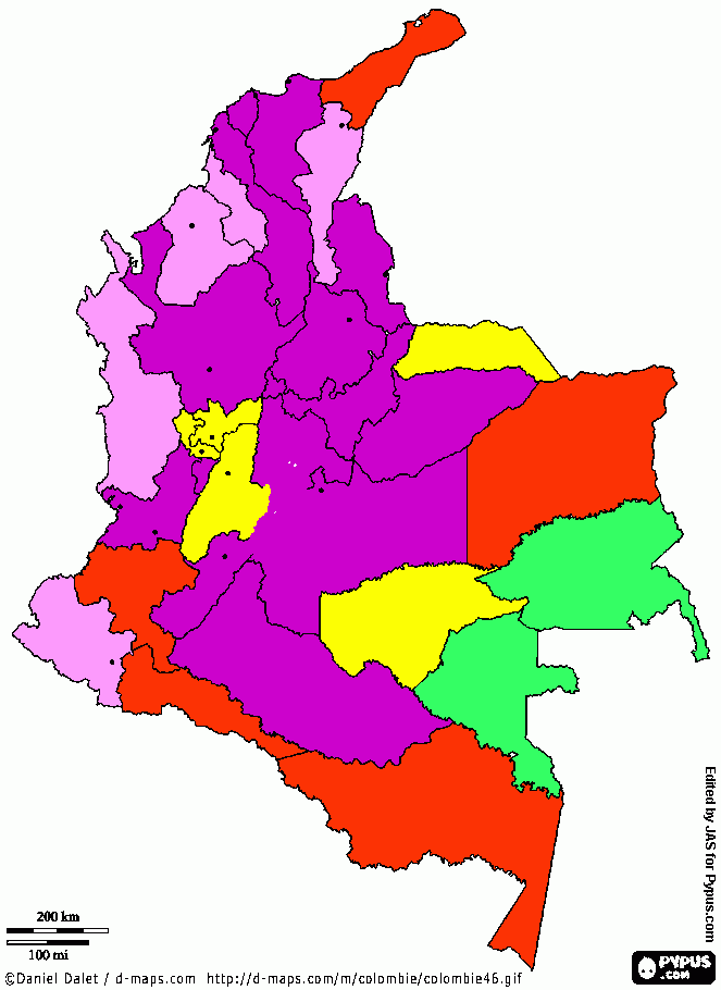 REGIONES DE COLOMBIA para colorear