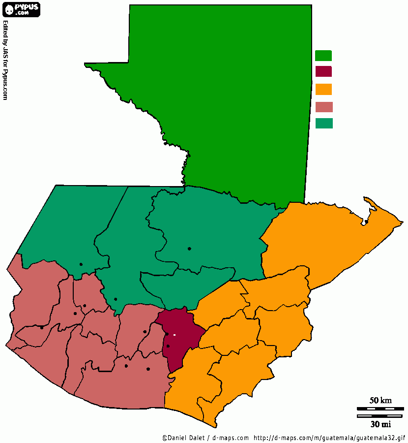 Regiones de Guatemala para colorear