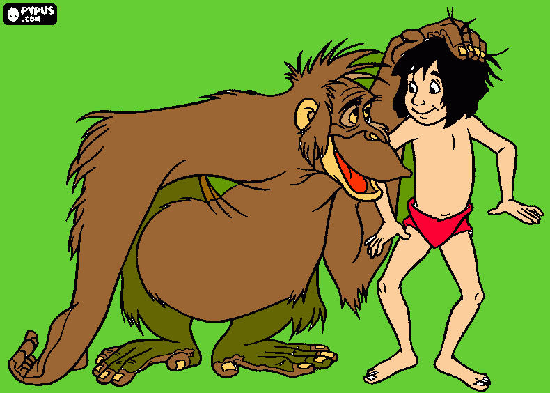 rey Louis con Mowgli para colorear