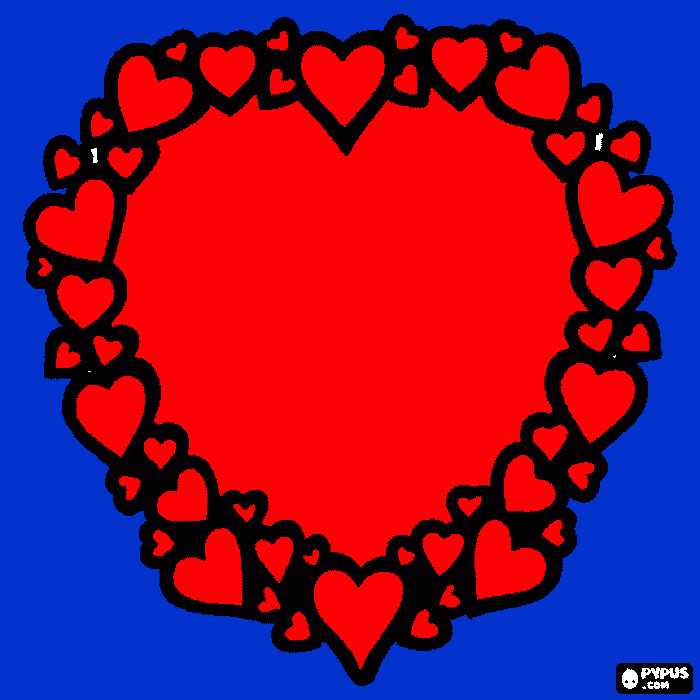 rojo azul muchos corazones para colorear