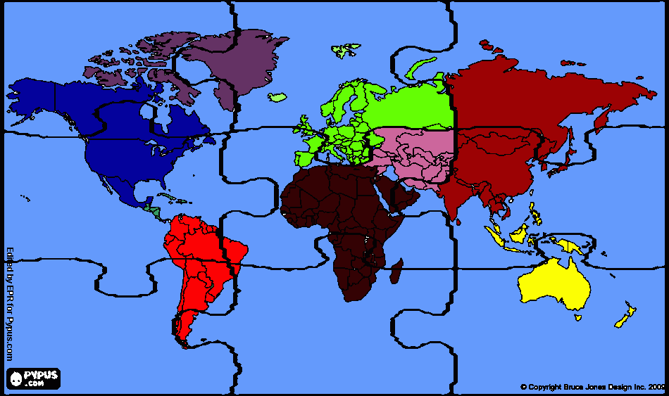 rompecabezas mapa mundo para colorear