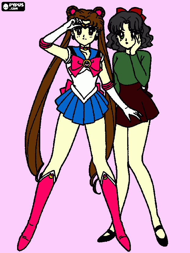 sailor moon y su amiga para colorear