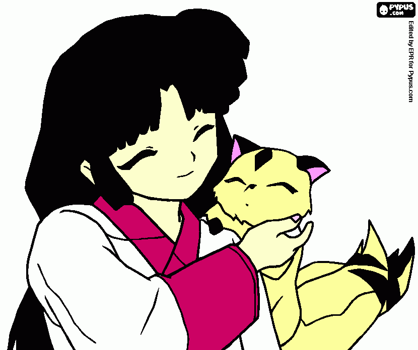 sango y kirala(kirala es la gatita de dos colas) para colorear