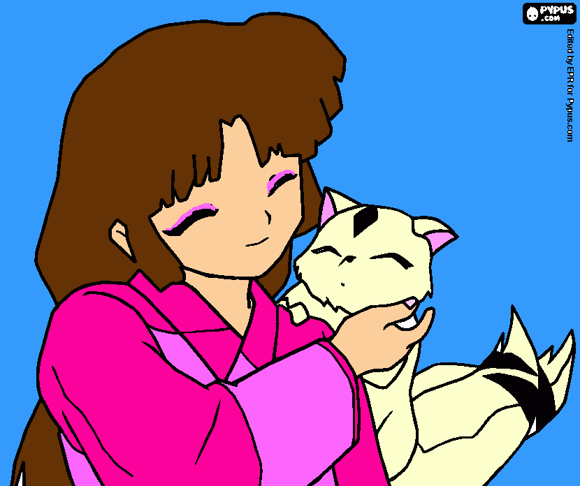 sango y kirara para colorear