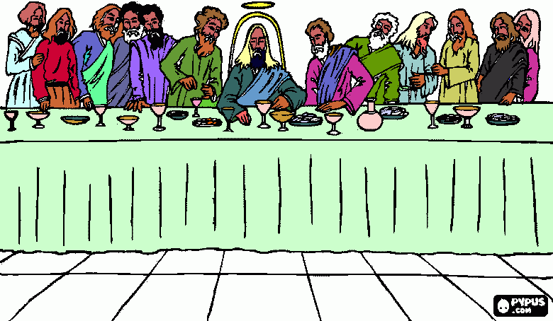 santa cena para colorear