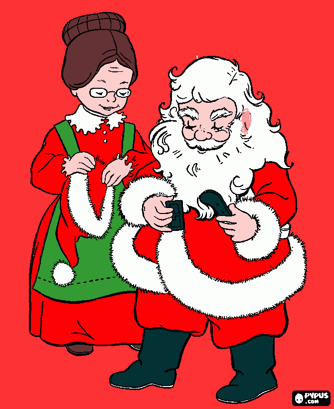 santa claus y sra claus para colorear