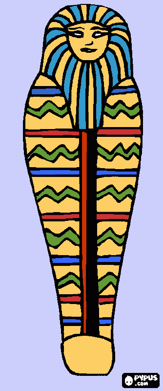 Sarcófago antropomorfo egipcio para colorear