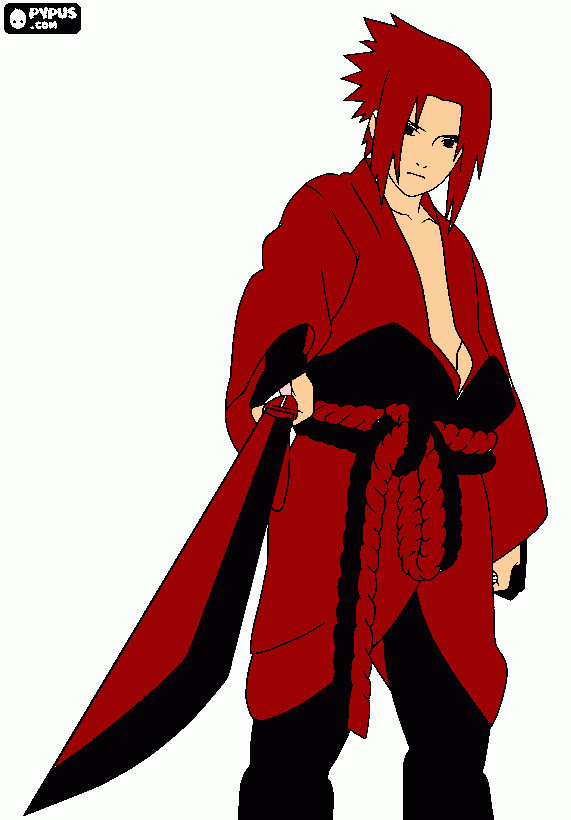 sasuke con kiubi para colorear