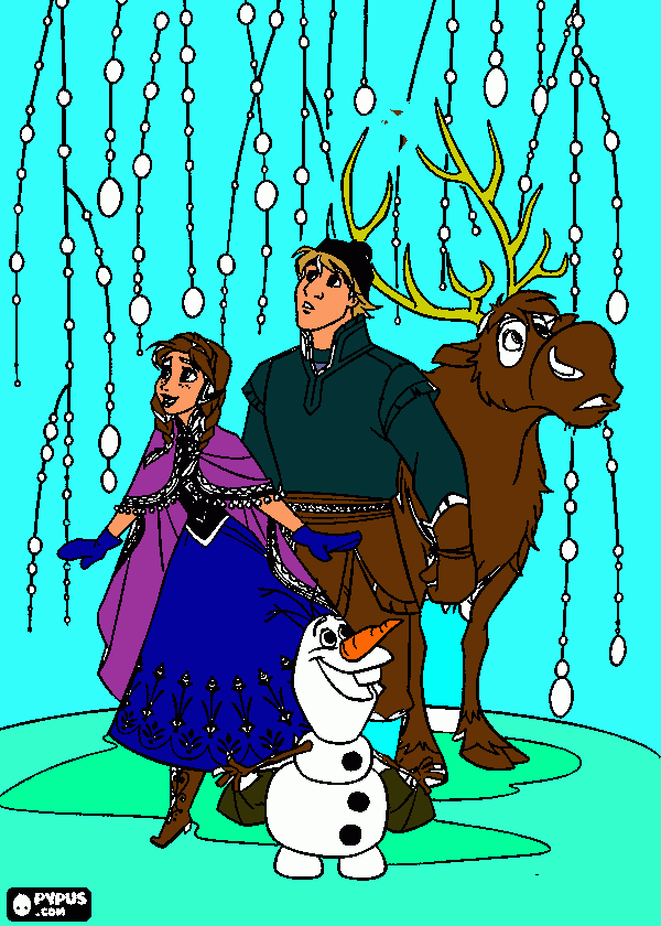 sben,cristof,ana,olaf para colorear