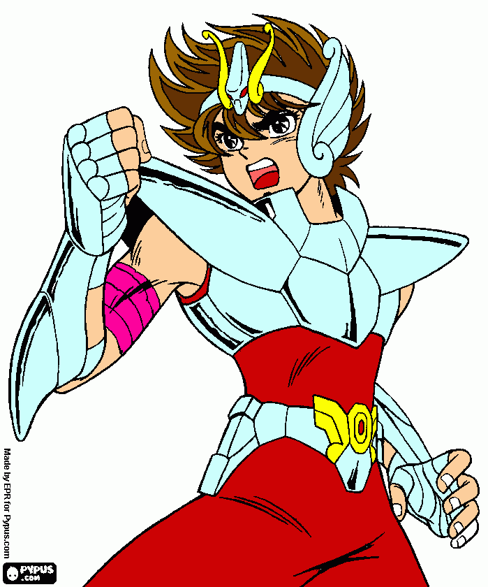 seiya de la constelacion del pegaso para colorear