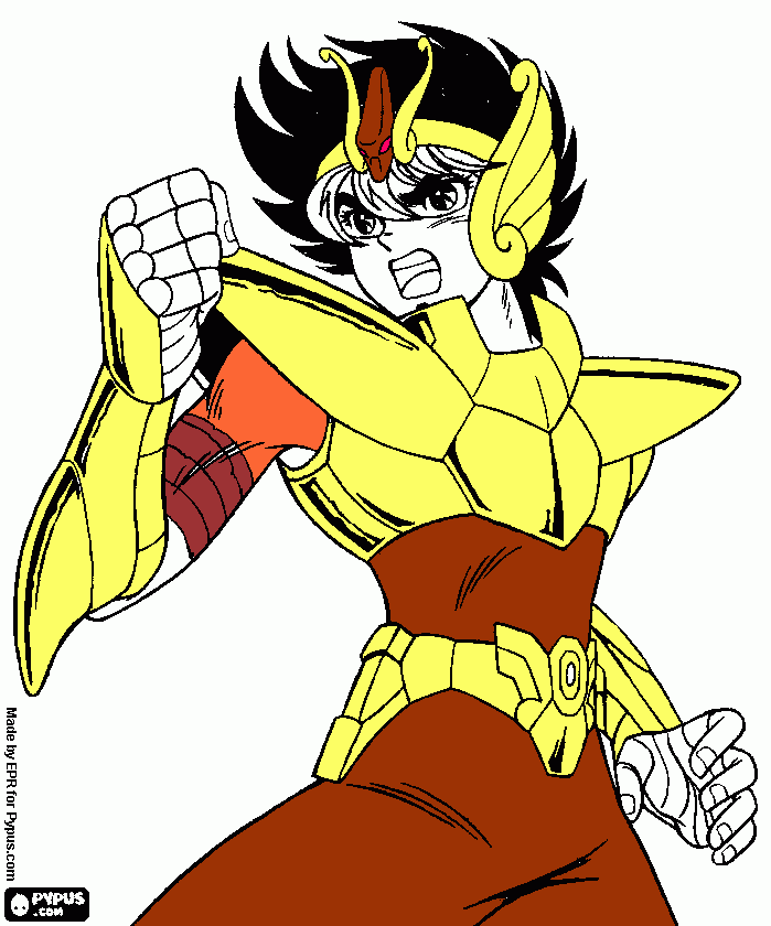 seiya de oro para colorear