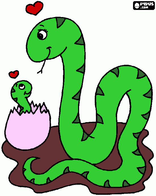 serpiente y bebe para colorear