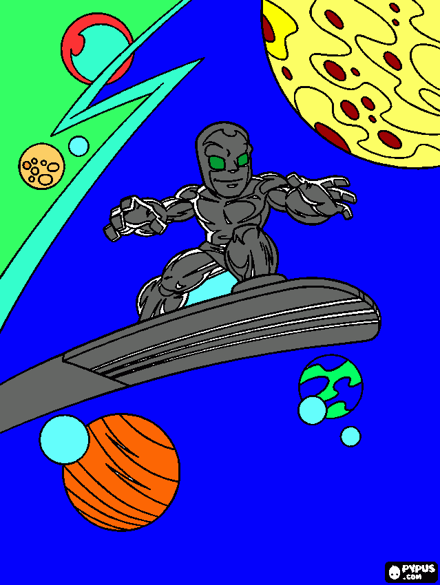 silver surfer para colorear