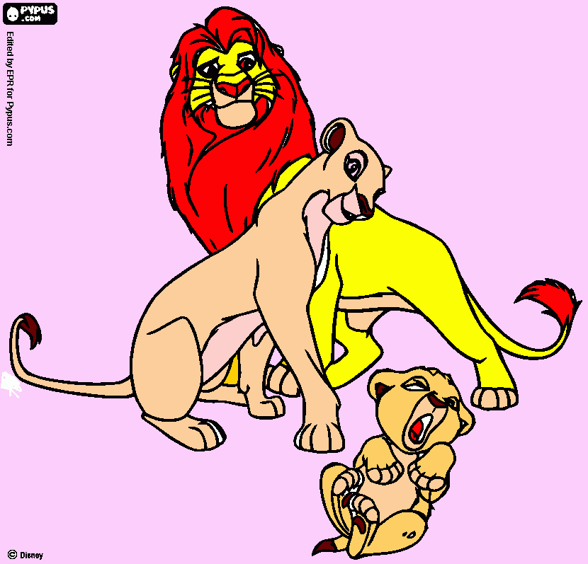 simba, nala y kiara para colorear