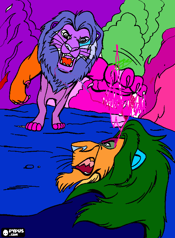 simba y scart para colorear