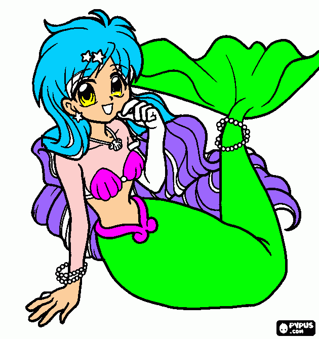 sirena de la perla cuatricolor para colorear