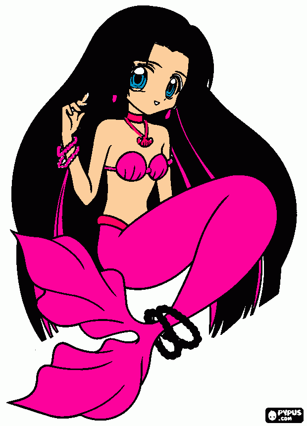 Sirena de La perla RosaxNegro para colorear