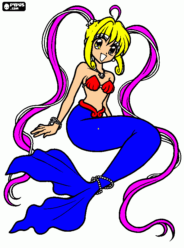 sirena de la perla tricolor para colorear