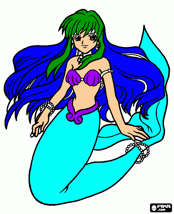 sirena de la perla vicolor para colorear