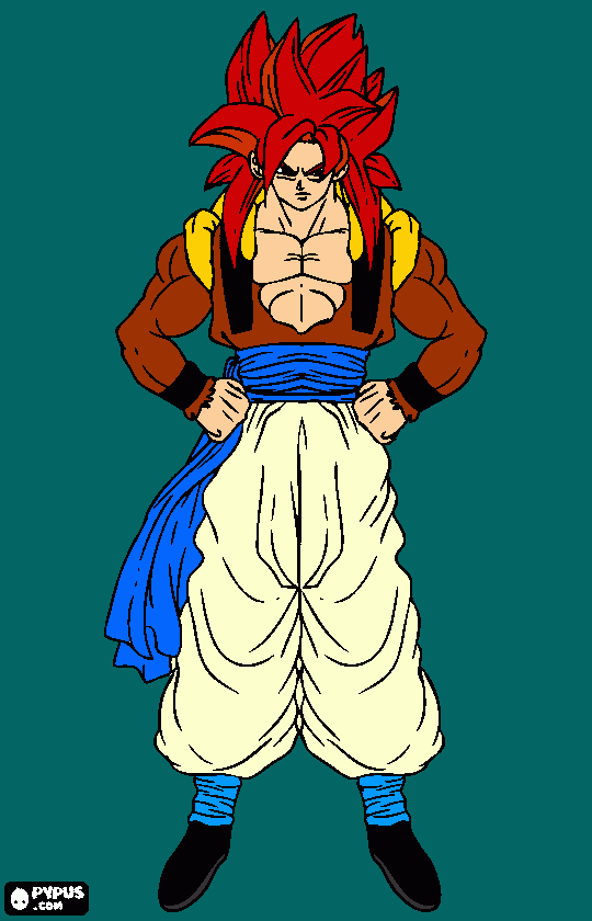 Son Goku, un Super-guerrero de cuarto nivel, Super Saiyan 4 para colorear