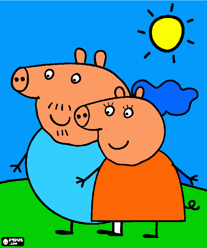 son los padres de peppa y son muy aquauetas para colorear