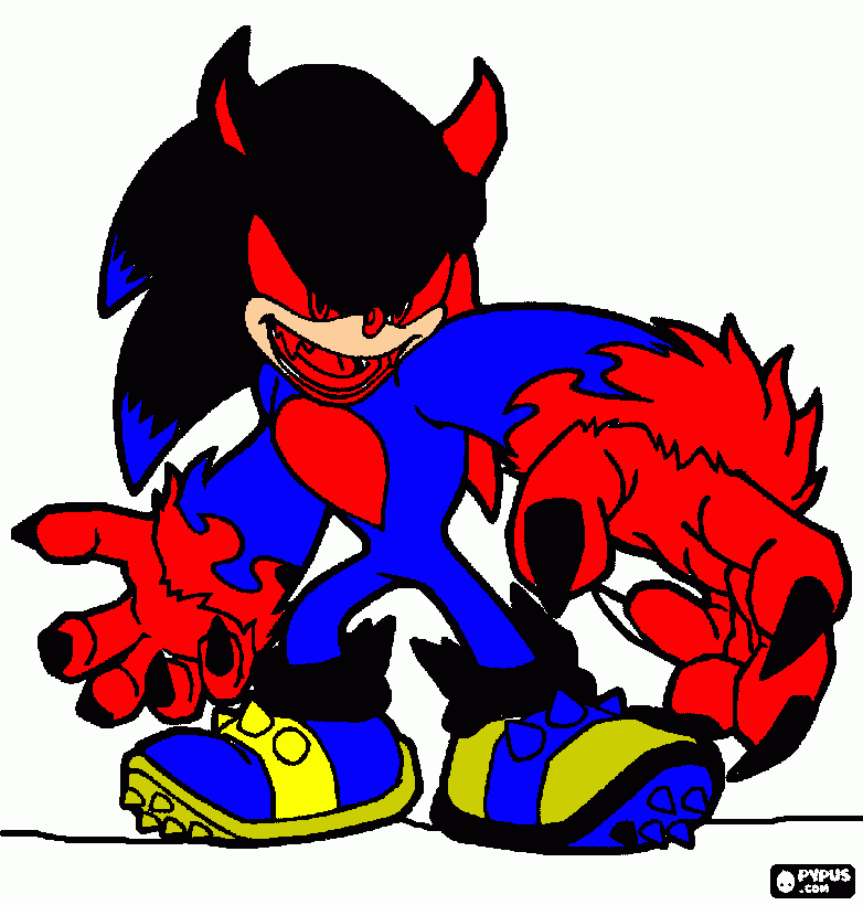 SONIC CON CARA DE ENOJADO para colorear