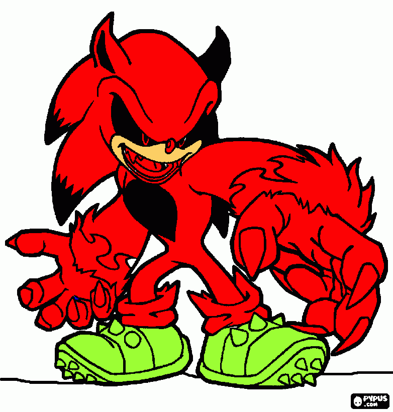 sonic de rojo para colorear