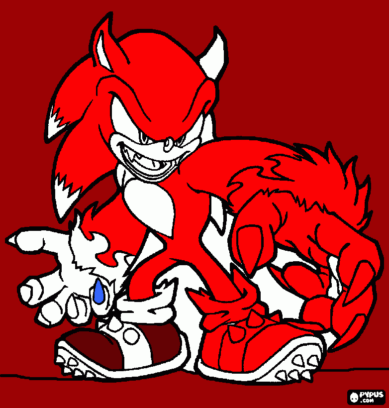 sonic rojo para colorear