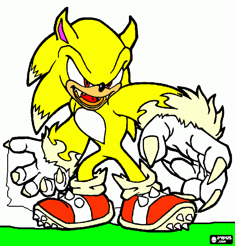 Sonic transformado en supersonic para colorear